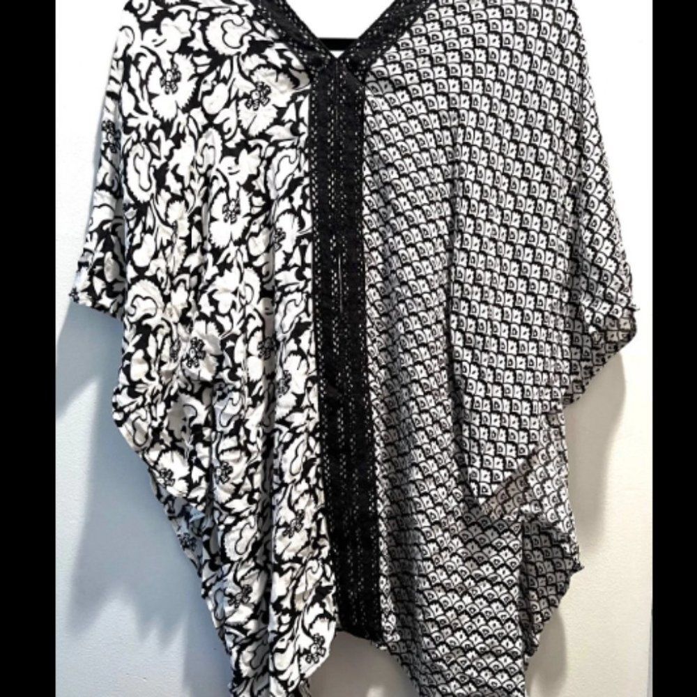 Chico's Black/White Swimsuit Coverup or Blouse size S/M